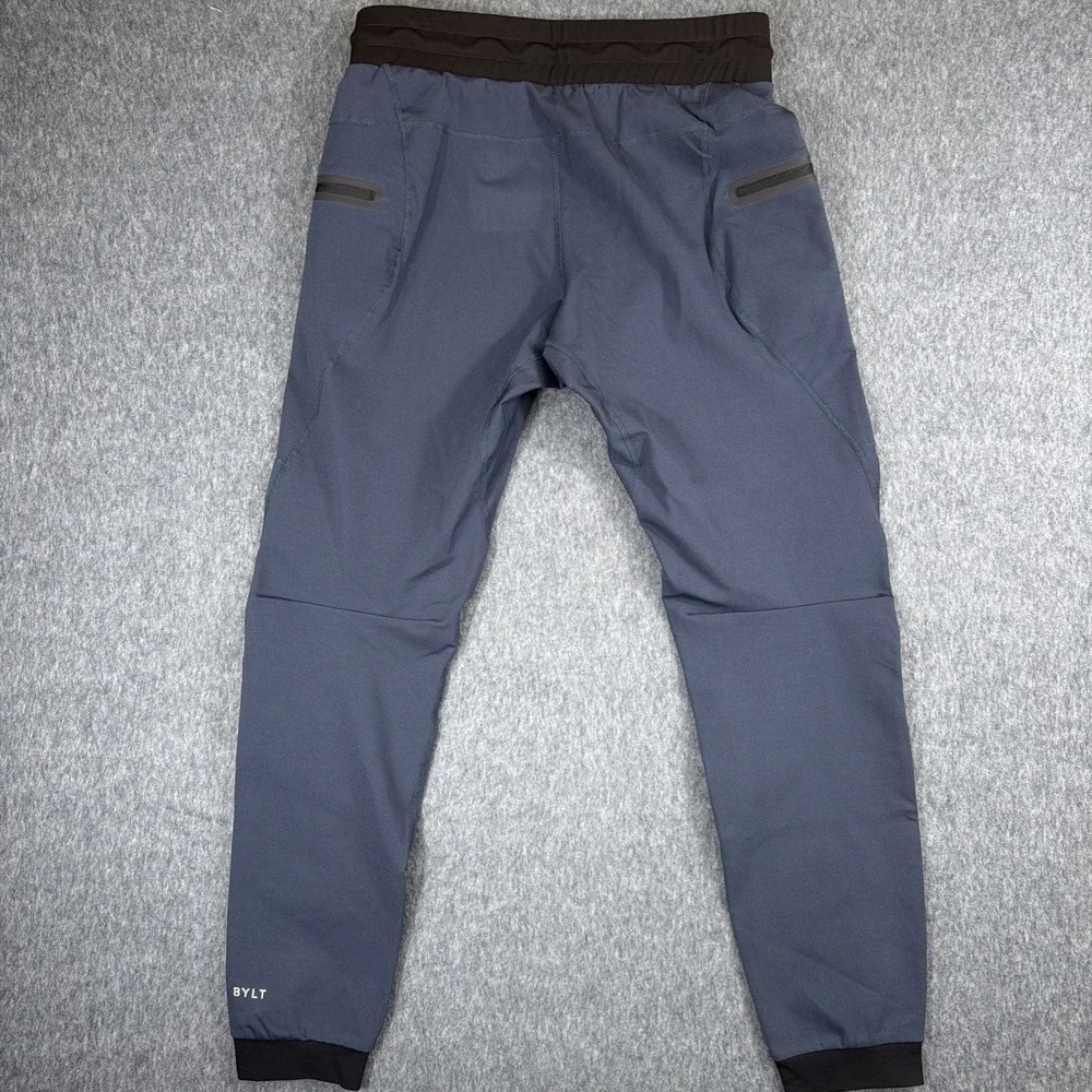 Bylt Pants Mens M Navy Blue Elite Joggers Drawstring Stretch Taper Performance